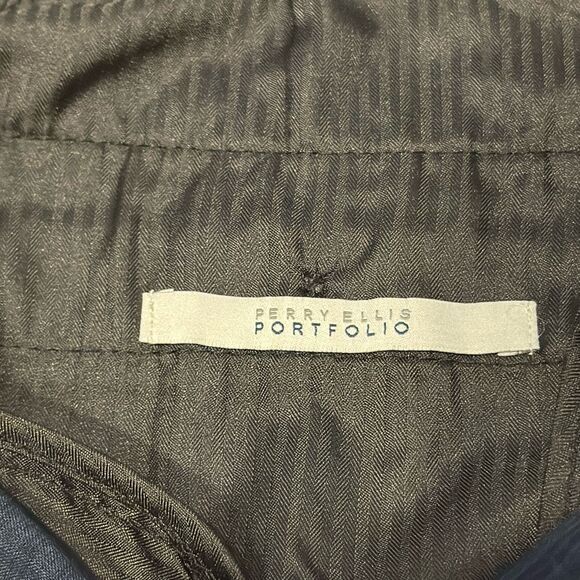 Perry Ellis Portfolio Dark Blue Plaid Tapered Dress Pants Men’s US 30 x 30 Very - Picture 7 of 8